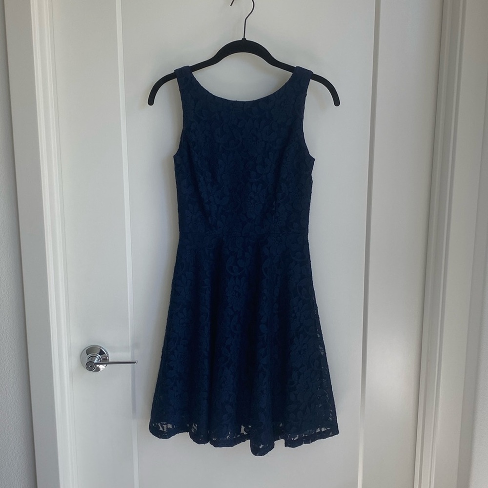 Speechless Dark Navy Blue Floral Lace Dress